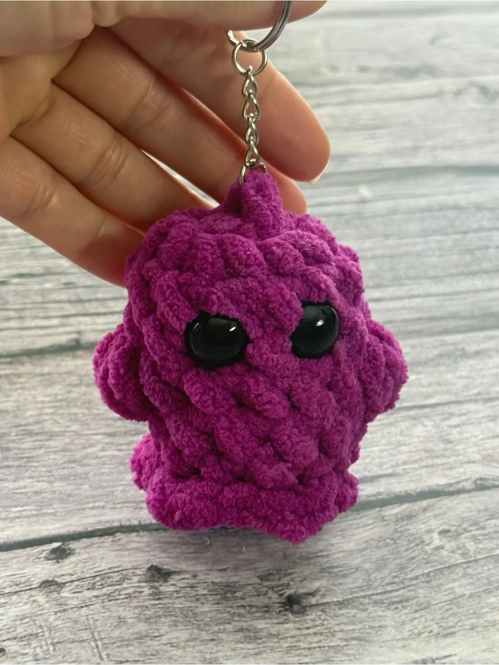 Handmade Purple Crochet Ghost Keychain – 3”